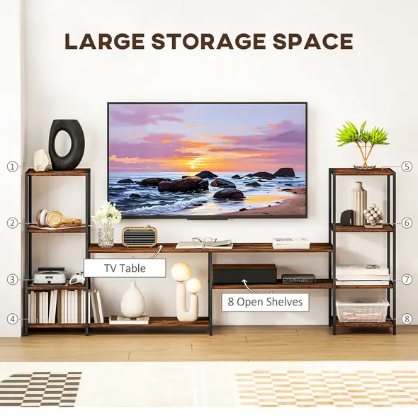 HOMCOM TV Unit for TVs up to 60 Inches, Industrial TV Stand with Storage Shelves, Entertainment Centre for Living Room, Bedroom - 3