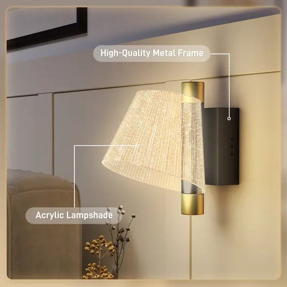 HOMCOM Led Wall Lamp 2 Pack, 5W Modern Indoor Starry Wall Light, Colour Temperature Adjustable 3000K/4000K/6500K, for Bedroom, Living Room, Hallway, Stairs, Black - 5