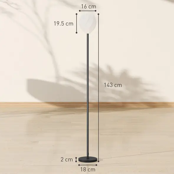 HOMCOM Flower Floor Lamp for Living Room, 3D Printed Modern Standing Lamp with Rose Shade & Foot Switch, Minimalist Tall Pole Lampshade for Bedroom, Office, E27 Holder without Bulb (25W Max), White - 2