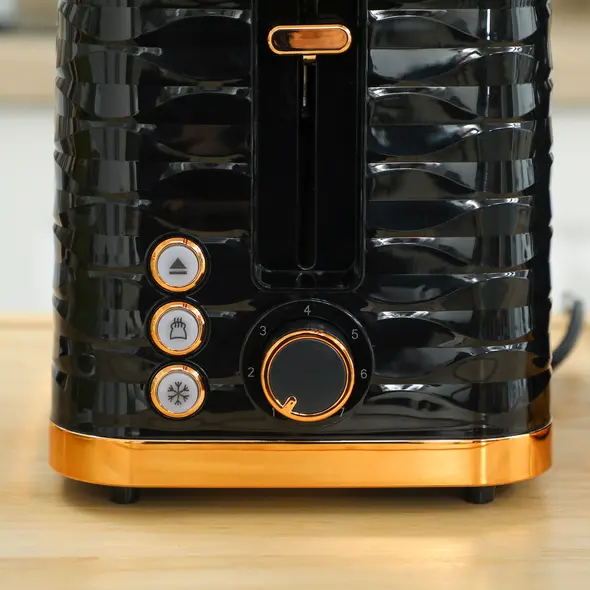 HOMCOM 3000W 1.7L Rapid Boil Kettle & 2 Slice Toaster, Kettle and Toaster Set with 7 Browning Controls and Crumb Tray, Black - 8