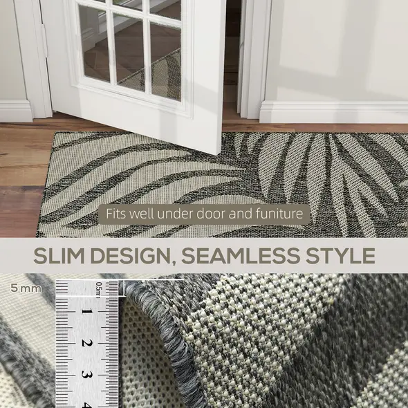 HOMCOM UV Resistant Indoor & Outdoor Area Rug, Easy-Cleaning Machine Washable Rug for Patio, Garden, Kitchen, Bathroom or Living Room, 170 x 120 cm, Grey - 6