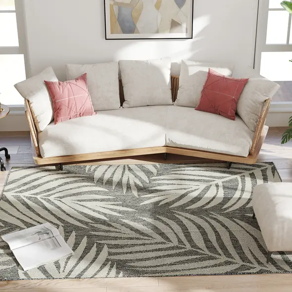 HOMCOM UV Resistant Indoor & Outdoor Area Rug, Easy-Cleaning Machine Washable Rug for Patio, Garden, Kitchen, Bathroom or Living Room, 230 x 160 cm, Grey - 8