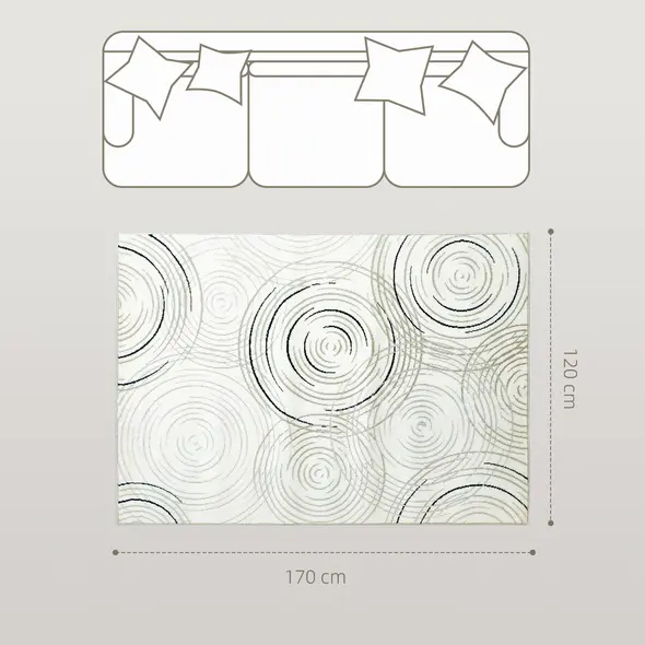 HOMCOM Modern Area Rug, Swirl Pattern Machine Washable Rug, Allergy-Friendly Floor Carpet for Living Room, Bedroom, Dining Room, Home Office, 170 x 120 cm, Cream White - 2