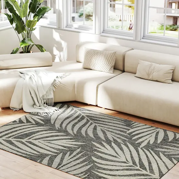 HOMCOM UV Resistant Indoor & Outdoor Area Rug, Easy-Cleaning Machine Washable Rug for Patio, Garden, Kitchen, Bathroom or Living Room, 170 x 120 cm, Grey - 7