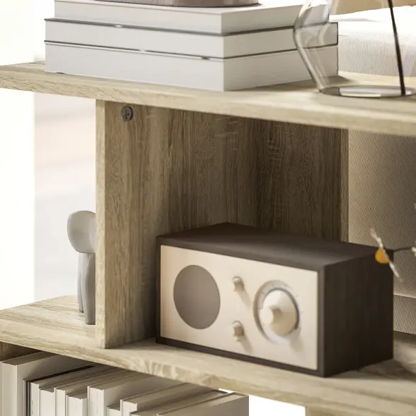 HOMCOM S-Shaped Side Table - Natural Wood Finish - 8