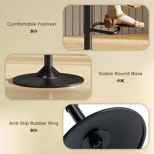 HOMCOM Set of Two Linen-Look Bar Stools - Brown - 7