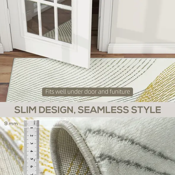 HOMCOM Modern Area Rug, Machine Washable Rug, Allergy-Friendly Floor Carpet for Living Room, Bedroom, Dining Room, Home Office, 170 x 120 cm, Cream White - 7