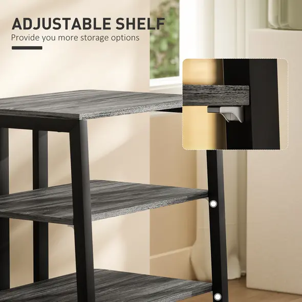 HOMCOM HiFi Stand, with Four Storage Shelves - Dark Grey - 4