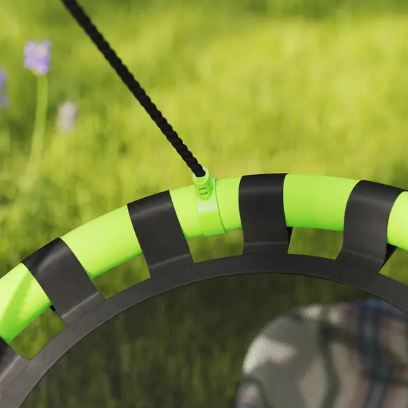 AIYAPLAY 60cm Diameter Kid Nest Swing Seat with Height Adjustable Ropes, for Outdoor, Indoor, Black/Green - 7