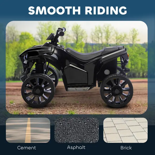 AIYAPLAY 6V Kids ATV, 4 Wheeler Electric Ride on Car with Music and LED Headlights, for Ages 3-6 Years Boys and Girls, Black - 5