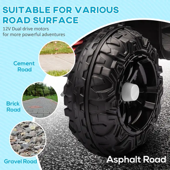 AIYAPLAY 12V Kids Electric Quad Bike w/ Spring Suspension System, Forward, Backward, LED Light, Music, MP3, White - 6