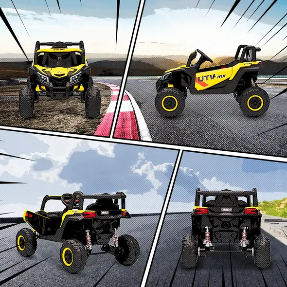 AIYAPLAY 12V Kids Ride On Car with Remote Control, Kids Electric Car with Suspension System, Music, for Kids 3-5 Years, Yellow - 9