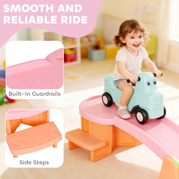 AIYAPLAY 3(m) Four-Piece Ride on Kids Roller Coaster w/ Non-Slip Steps, for Ages 2-5 Years - Orange - 5