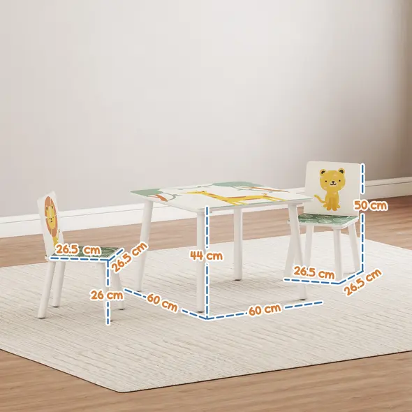 AIYAPLAY 3-Piece Toddler Table and Chair Set, Kids Table with 2 Chairs Set for Bedroom, Nursery, Playroom, Green - 3