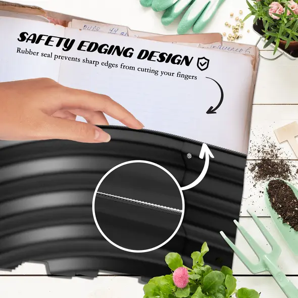 Outsunny Galvanised Raised Garden Bed, Metal Planter Box with Safety Edging, for Flowers, Herbs, Succulents, Pack of 2, Dark Grey - 5