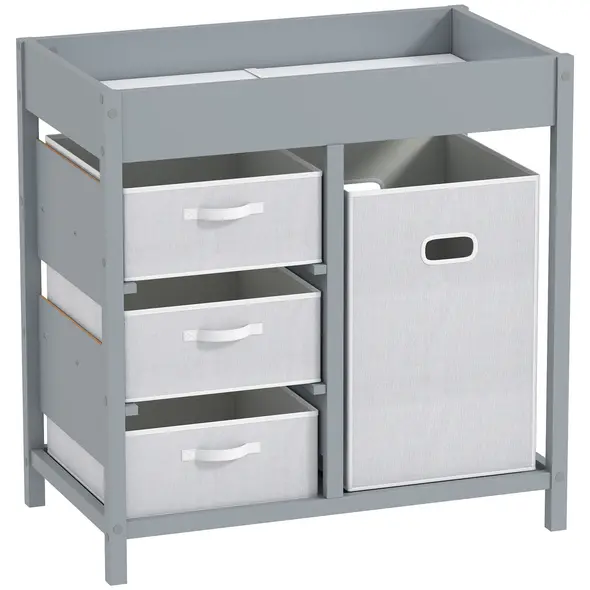 AIYAPLAY Baby Changing Unit with 4 Storage Drawers, Mat for Bedroom Nursery, 84 x 84.5 cm, Grey - 1