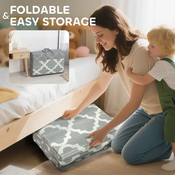 AIYAPLAY Foldable Baby Play Mat, Baby Playpen, Reversible Foam Playmat, Floor Mats for Toddlers, Traffic and Grey Diamond Theme - 8