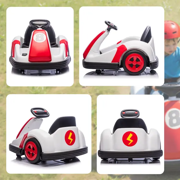 AIYAPLAY Kids Bumper Car with 360-Degree Rotation, 6V Electric Ride On Car with Music and Horn for 3-8 Years Old, Red - 9