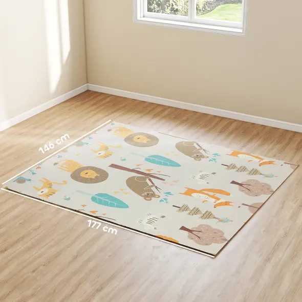 AIYAPLAY Animal-Themed Baby Plat Mat Double Sided, Foldable, Water-Resistant for Outdoor/Indoor, 177 x 146 x 1.5cm - 3