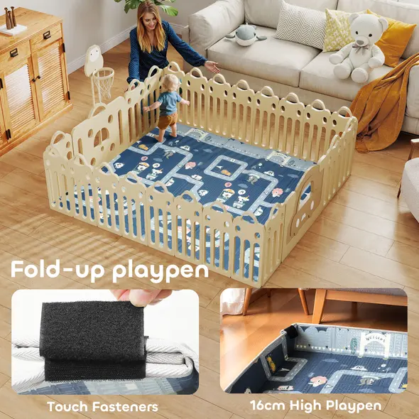 AIYAPLAY Foldable Baby Play Mat, Baby Playpen, Reversible Foam Playmat, Floor Mats for Toddlers, Traffic and Grey Diamond Theme - 4