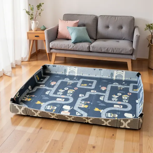 AIYAPLAY Foldable Baby Play Mat, Baby Playpen, Reversible Foam Playmat, Floor Mats for Toddlers, Traffic and Grey Diamond Theme - 9