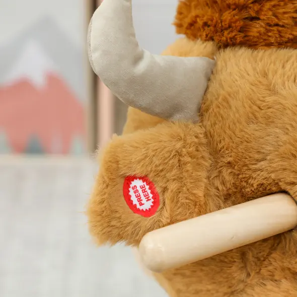 AIYAPLAY Baby Rocking Horse with Safety Belt, Wood Base, Animal Rocker for Children, Brown - 8