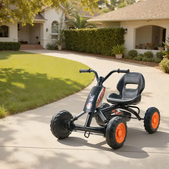 AIYAPLAY Kids Pedal Go Kart with Steel Frame, Sporty Design, for Ages 2-5 Years, Black - 7