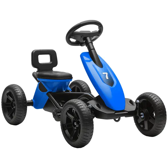 AIYAPLAY Pedal Go Kart for Kids 2-5 Years, with Silent EVA Wheels, Metal Frame, Blue - 1