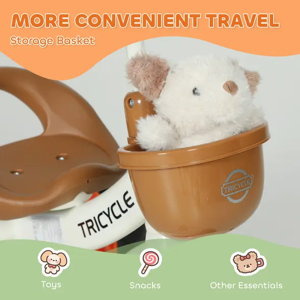 AIYAPLAY Kids Trike, Toddler Tricycle with Front Basket and EVA Wheels for Ages 2-5 Years, Indoor Outdoor for Boys Girls, Orange - 6