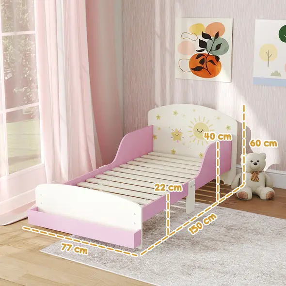AIYAPLAY Toddler Bed with Storage, Guardrails, Sun Design, for Ages 3-8 Years, Fits 140 x 70cm Mattress, - 3