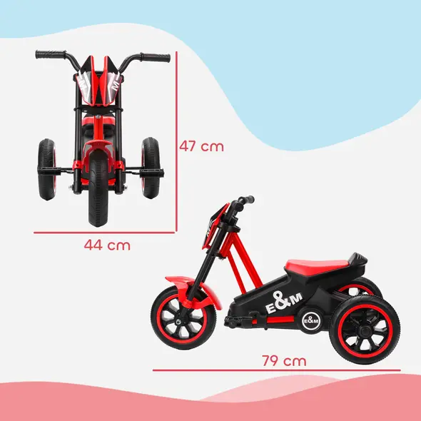AIYAPLAY Kids Tricycle Baby Trike, Kids Trike with Pedal, 3 Wheel Toddler Balance Bike for Indoor Outdoor Use, Red - 3