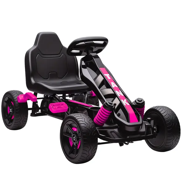 AIYAPLAY Pedal Go Kart for Kids Aged 3-6 Years, with Freewheel System, Brake, EVA Anti-Slip Wheels, Pink - 1