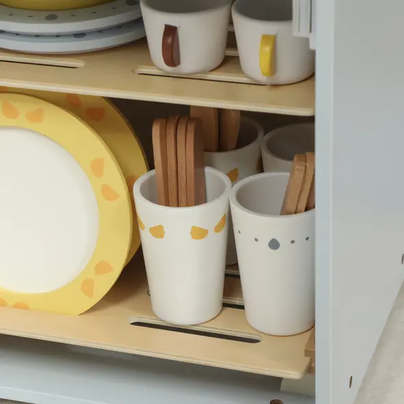 AIYAPLAY Wooden Dishwasher Playset, Kitchen Sink Toys with Faucet, Sink and Accessories, Gift for Boys Girls Toddlers - 9