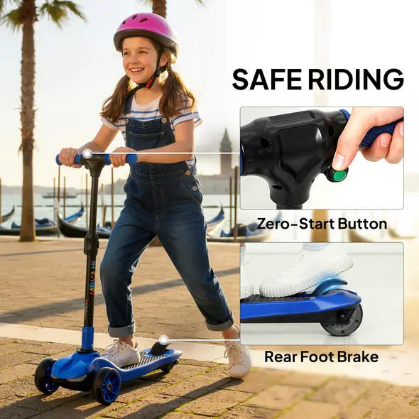 AIYAPLAY Three-Wheel Foldable Electric Scooter for Kids Aged 6-10 Years, Blue - 8