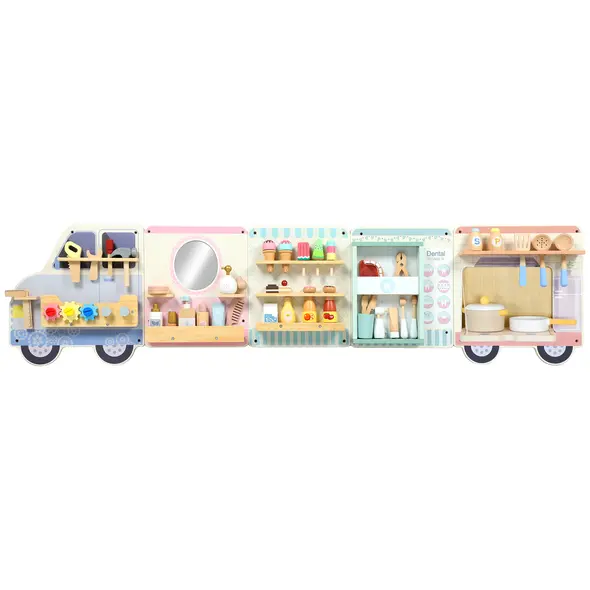 AIYAPLAY Wooden Busy Board, 5 in 1 Activity Wall Panels for Kids 3+ Years, for Daycare, Playroom, Home - 1