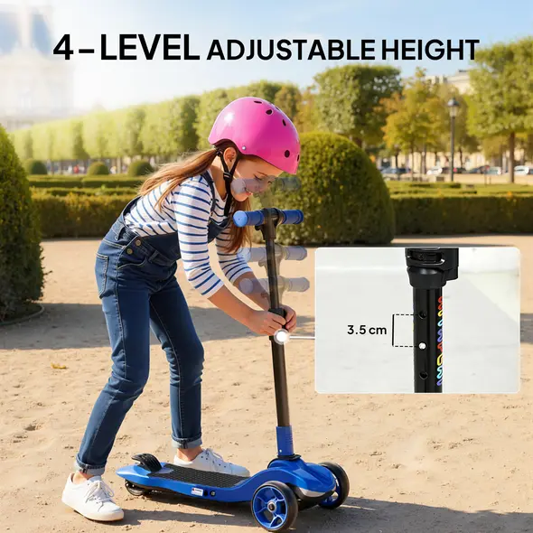 AIYAPLAY Three-Wheel Foldable Electric Scooter for Kids Aged 6-10 Years, Blue - 6