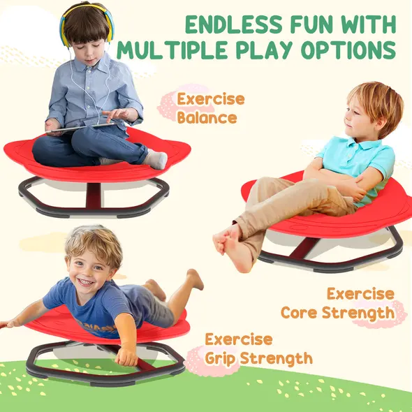 AIYAPLAY Planet-Shaped-kids Swivel Chair, Sensory Spinning Chair for Balance, Coordination Training, Red - 4