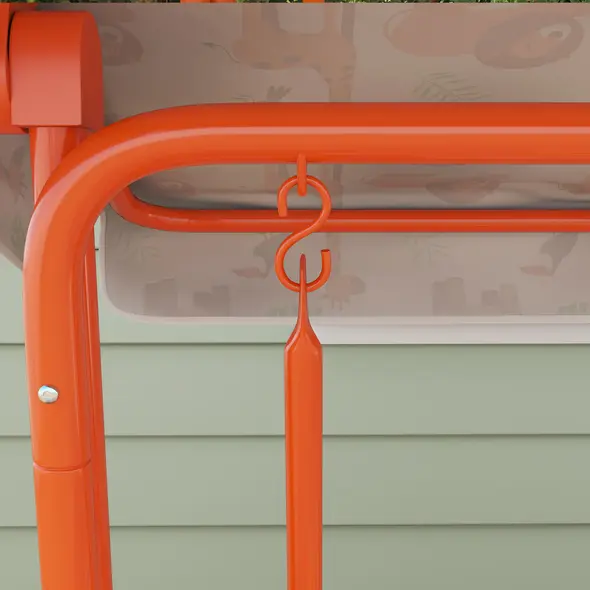 AIYAPLAY Kids Porch Swing, 2-Seater Patio Swing Bench Hammock with Seat Belts, Adjustable Canopy for Garden, Orange - 9