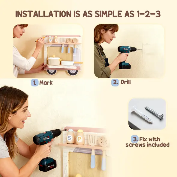 AIYAPLAY Wooden Busy Board, 5 in 1 Activity Wall Panels for Kids 3+ Years, for Daycare, Playroom, Home - 7