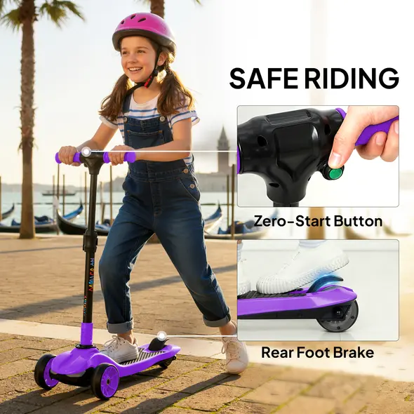 AIYAPLAY Three-Wheel Foldable Electric Scooter for Kids Aged 6-10 Years, Purple - 8