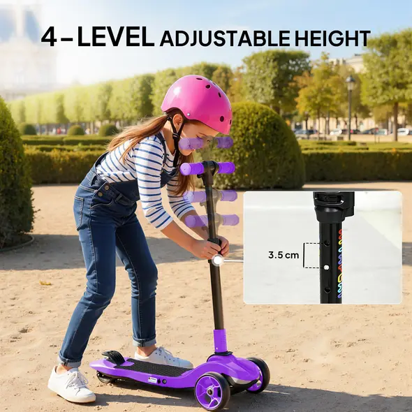 AIYAPLAY Three-Wheel Foldable Electric Scooter for Kids Aged 6-10 Years, Purple - 6