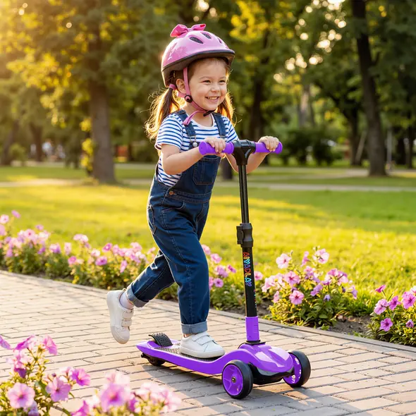 AIYAPLAY Three-Wheel Foldable Electric Scooter for Kids Aged 6-10 Years, Purple - 2
