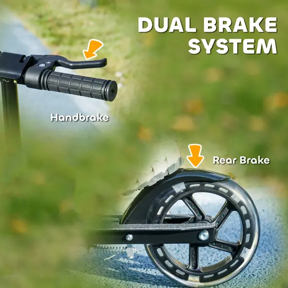 AIYAPLAY Scooter for Kids Aged 3-8 Years, with Adjustable Handle, Two Light Up Wheels, Handbrake, Rear Brake, Black - 6