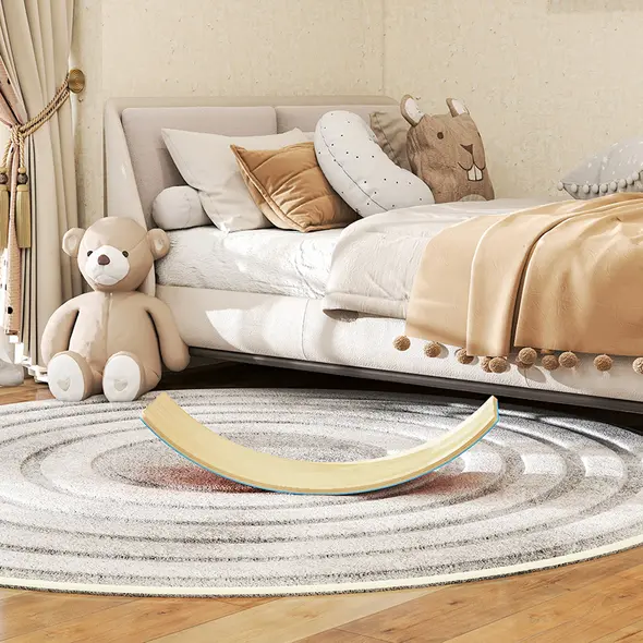 AIYAPLAY Wooden Balance Board for Kids, Wobble Board with Silent Felt for Sensory Play, Blue - 8