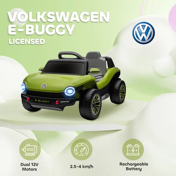 AIYAPLAY Volkswagen Licensed Kids Electric Car with Remote Control for Ages 3-6 Years, Green - 4