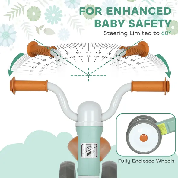 AIYAPLAY Toddler Balance Bike with No Pedal, 3 Silence Wheels for 12-36 Months Boys and Girls, Indoor Outdoor, Green - 5