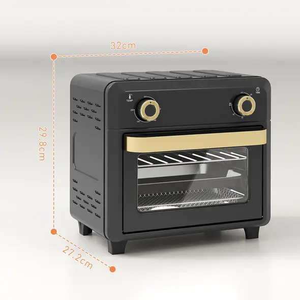 HOMCOM 10L Air Fryer Oven, Mini Oven, Oil Free Cooking, Grill, Roast, Bake, with Adjustable Temperature, Timer, Dishwasher Safe, 1000W, Black - 3