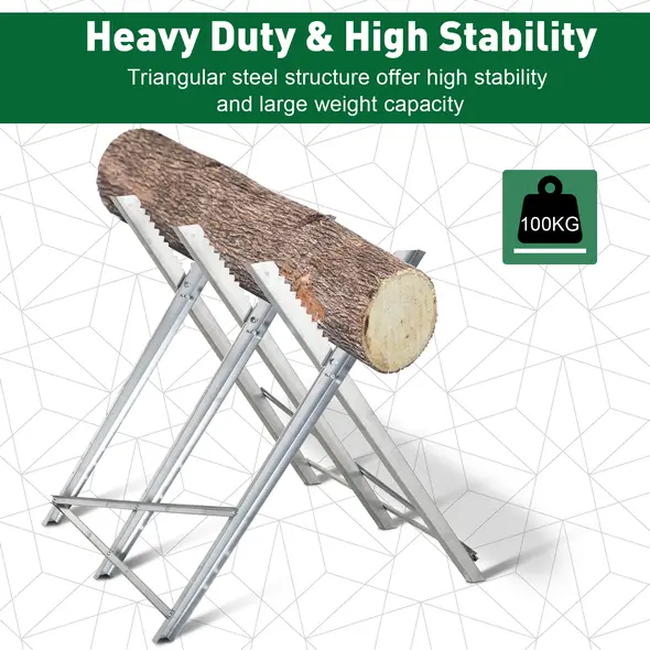 DURHAND Portable Sawhorse Heavy Duty Steel Adjustable Work Support, Foldable Sawhorse Stand 100 kg Weight Capacity, Silver Tone - 4
