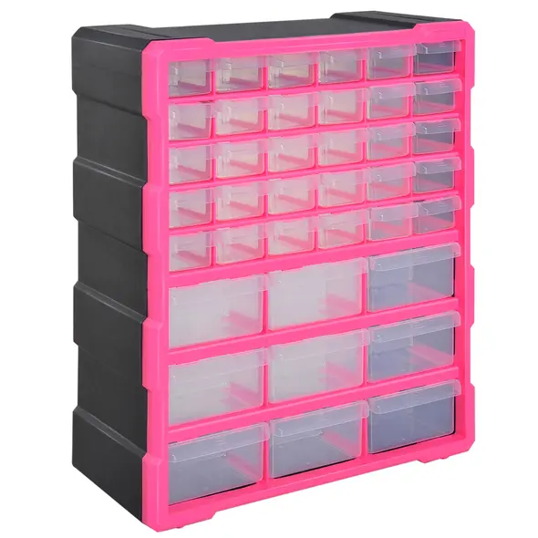 DURHAND 39 Drawers Parts Organiser Wall Mount Tools Storage Cabinet Small Nuts Bolts Garage Clear - 1