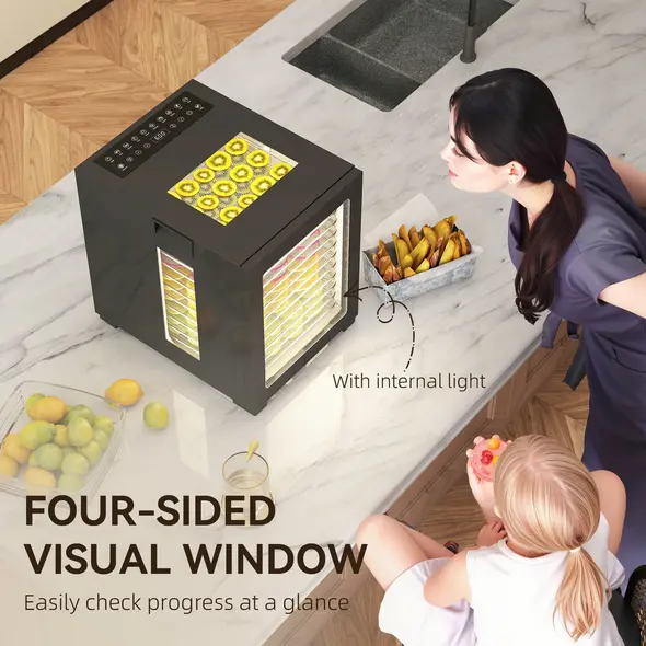 HOMCOM 12-Tray 40-70℃ Food Dehydrator - Black - 7